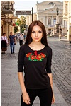 Жіноча вишита футболка Мая чорна, L