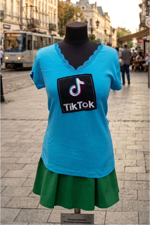 Женская вышитая футболка с вышивкой Тикток 