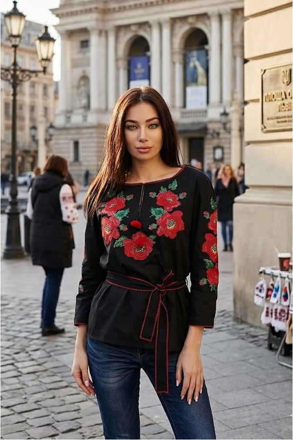 Ethno rose women's embroidered shirt