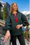 Green embroidered shirt Colorful garden