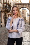 Women's white embroidered shirt with delicate floral embroidery Lucia