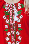 Red vyshyvanka with white flowers on the sleeves and chest "Spring Dreams"