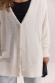 Жіночий в`язаний кардиган oversize молочний з пухнастої пряжі