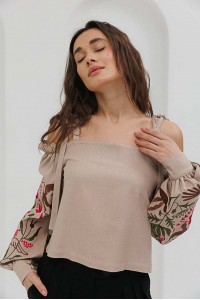 Beige embroidered shirt May