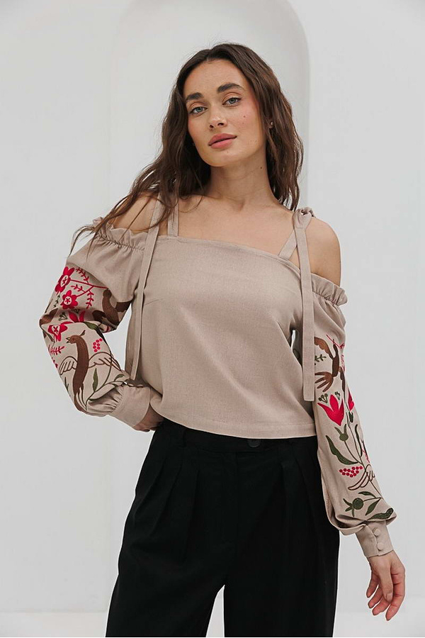 Beige embroidered shirt May