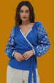 Women's embroidered jacket beige with blue embroidery Veronika