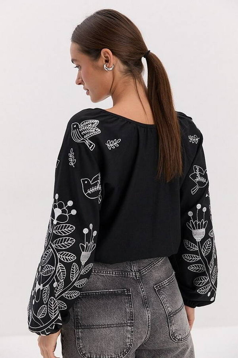 Black women's embroidered shirt Solovey
