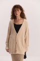 Жіночий в`язаний кардиган oversize світло-бежевий з пухнастої пряжі