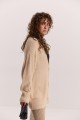 Жіночий в`язаний кардиган oversize світло-бежевий з пухнастої пряжі