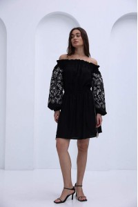 Black embroidered dress Corina