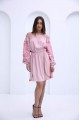 Pink embroidered dress Corina with open shoulders.