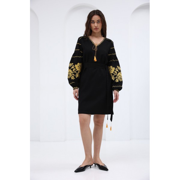 Black embroidered women's dress 