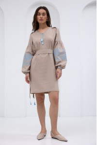 Beige embroidered women's dress Sunbeam