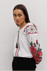 White embroidered women's blouse Makoviya