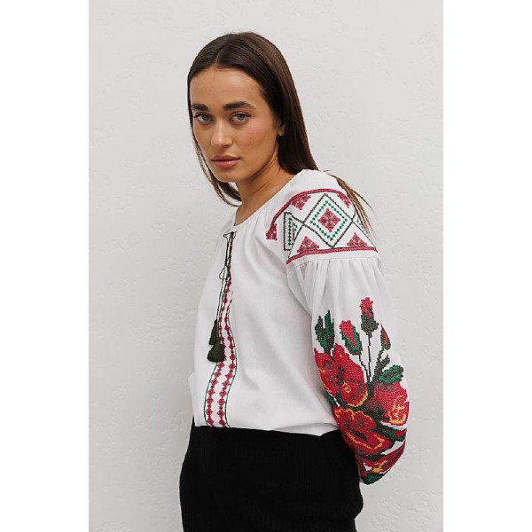 White embroidered women's blouse Makoviya