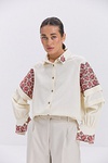 Light beige embroidered shirt with a turn-down collar Horislava