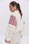 Light beige embroidered shirt with a turn-down collar Horislava