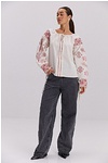 Women's embroidered milk jacket with wide cuffs with ties, Grace, size S