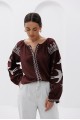 Women's brown embroidered jacket with Swallows