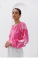 Women's embroidered jacket of pink color Swallows. L