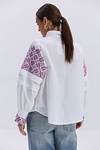 Milk-colored embroidered shirt with a turn-down collar "Horyslava"