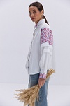 Milk-colored embroidered shirt with a turn-down collar "Horyslava"