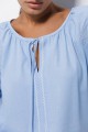 Women's blue embroidered shirt with wide cuffs, Grace, size S