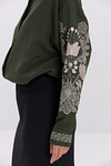Dark green embroidered shirt with a turn-down collar of Rodoslav.