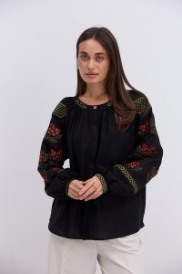 Черная женская вышиванка Рябина, one size