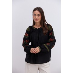 Черная женская вышиванка Рябина, one size