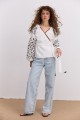 Milk embroidered women's shirt with chocolate embroidery Veronika