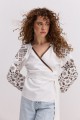 Milk embroidered women's shirt with chocolate embroidery Veronika