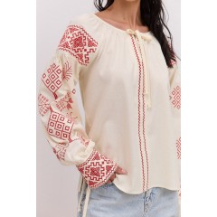 Women's embroidered milk jacket with wide cuffs with ties, Grace, size M