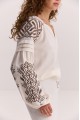White embroidered shirt with brown embroidery Beatrice, size M