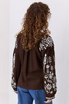 Women’s embroidered shirt “Violina” brown with cream embroidery