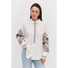 Milk embroidered shirt with a detachable collar Rodoslava, one size