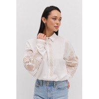 Milk embroidered shirt with a detachable collar Rodoslava, one size