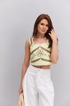 Top Lito lemon with brown embroidery