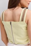 Top Lito lemon with brown embroidery