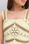 Top Lito lemon with brown embroidery