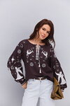 Women's embroidered shirt "Heavenly Amulet" brown