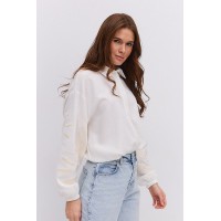 Молочного цвета вышитая рубашка с отложным воротником Зерновий, S