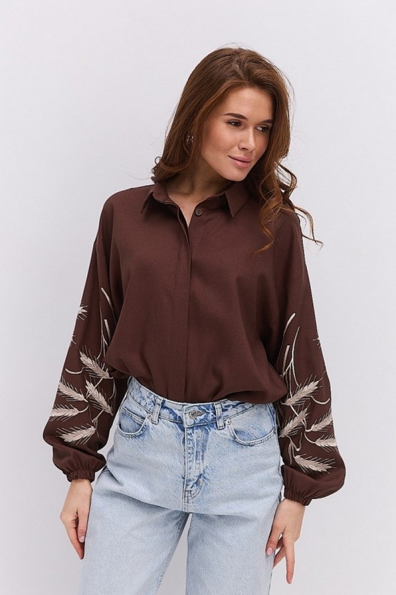 Vyshyvanka with a turn-down collar Zernovii, S