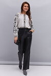 Women's embroidered shirt "Violina" beige melange with black