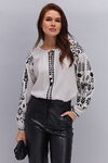 Women's embroidered shirt "Violina" beige melange with black
