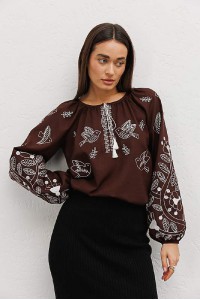 Коричнева вишиванка жіноча Соловей