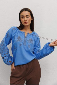 Blue embroidered women's shirt Nightingale