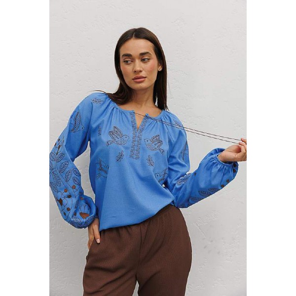 Blue embroidered women's shirt Nightingale