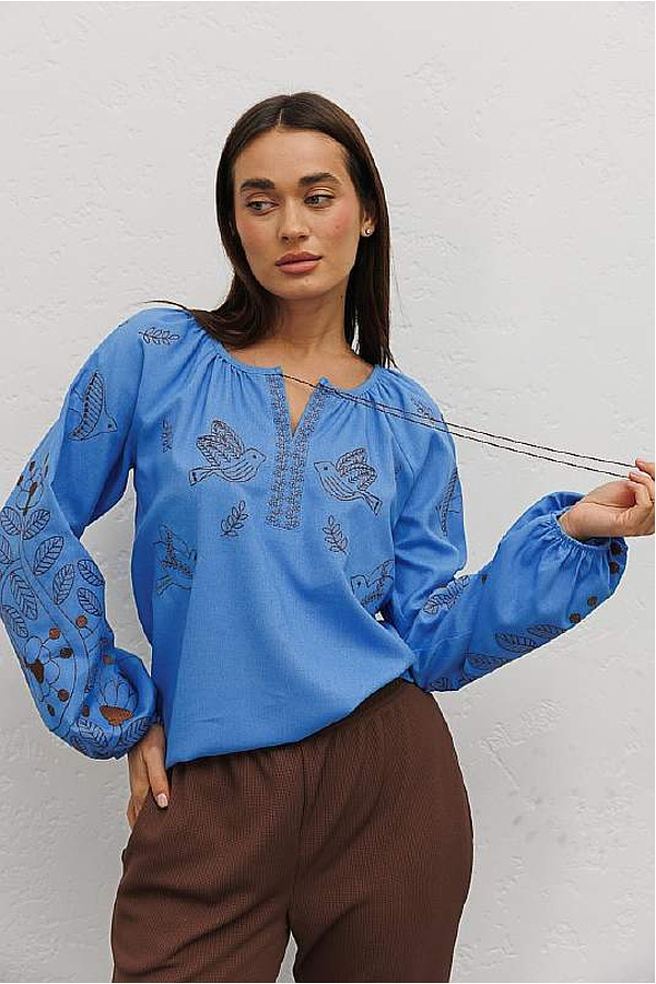 Blue embroidered women's shirt Nightingale