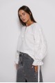 Women's embroidered blouse in milk color with white embroidery Antonyda